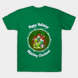 Hoppy Holidays: Frogs in Festive Hats T-Shirt